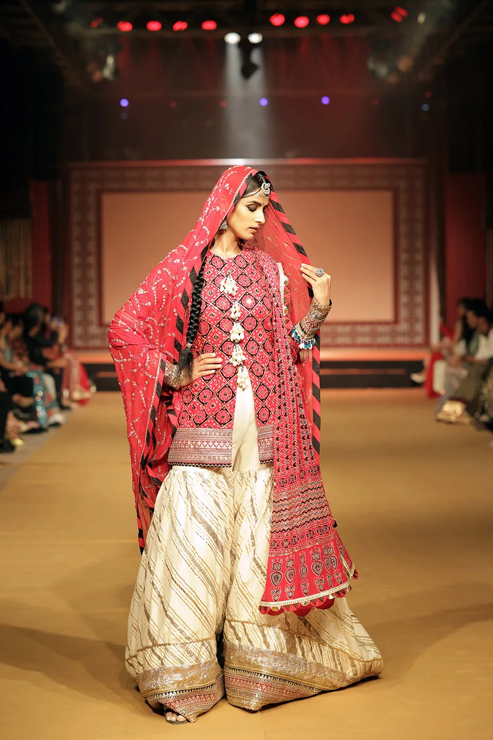 Ajrakh Ivory Sharara Set.
