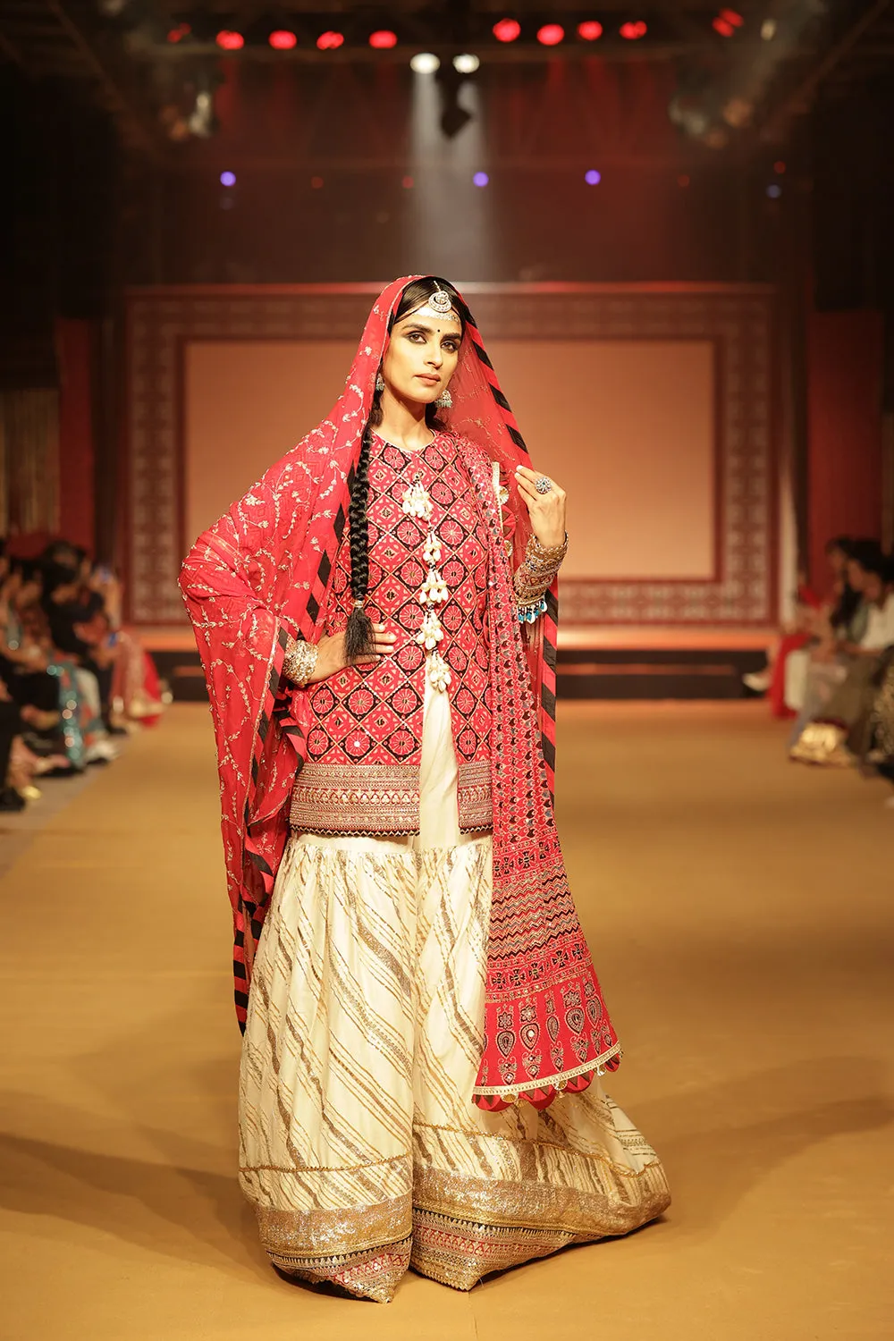 Ajrakh Ivory Sharara Set.