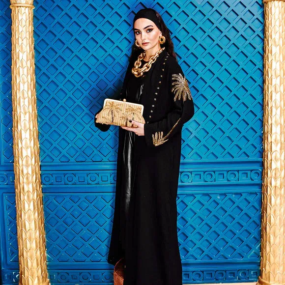 Black Embroidered Coverup Abaya