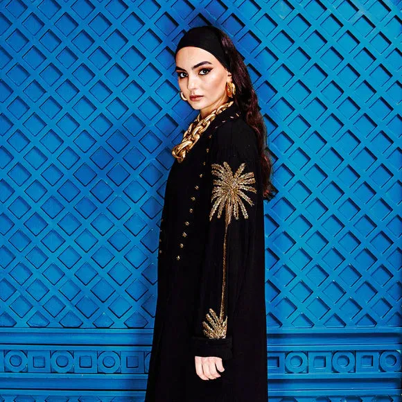 Black Embroidered Coverup Abaya