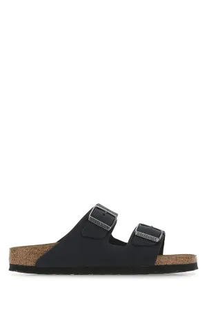 Black leather Arizona slippers
