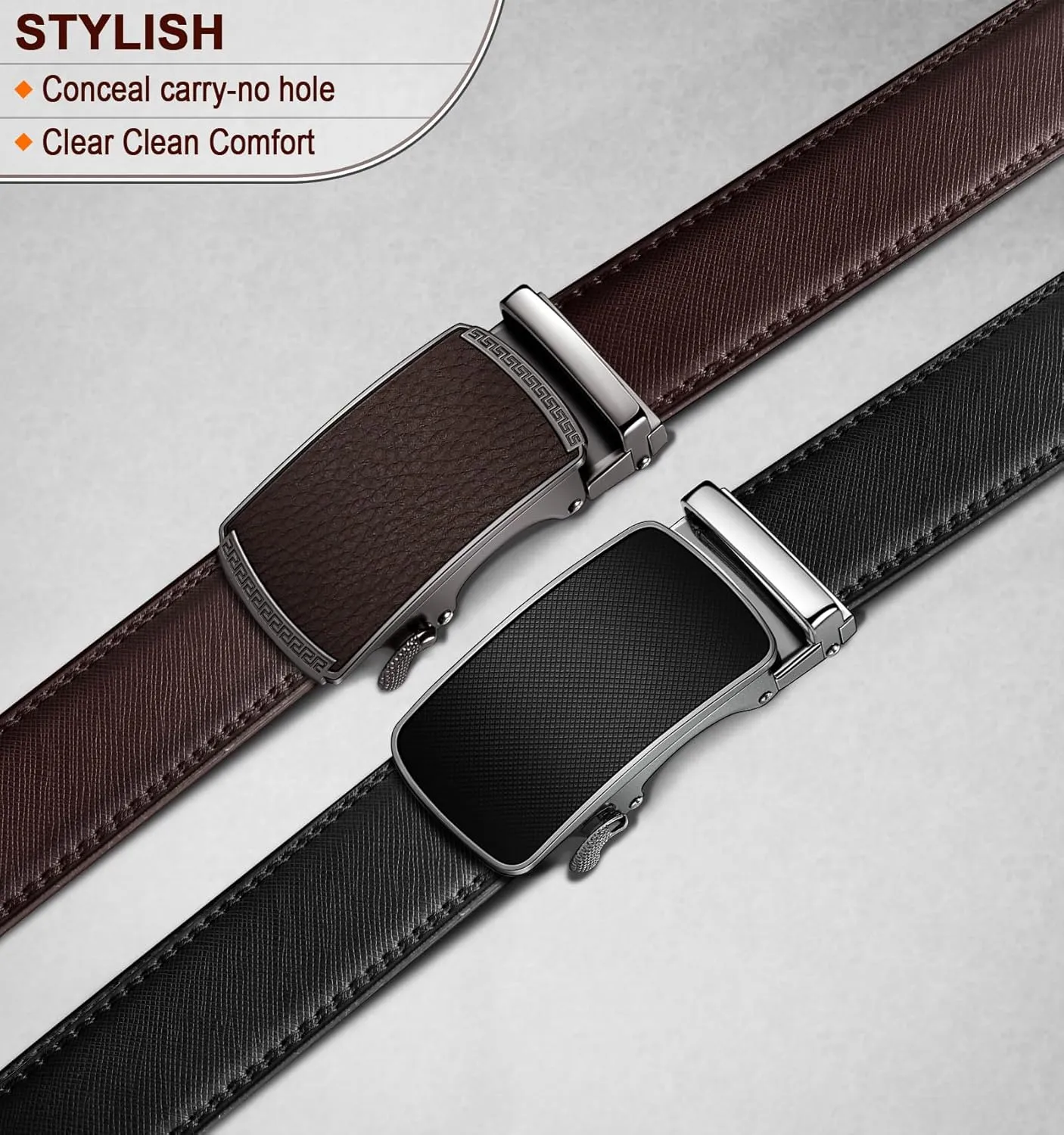 BULLIANT Men Belts 2 Pack,Ratchet Sliding Belt Adjustable For Gift Mens Dress Casual 1 3/8",Cut for Fit