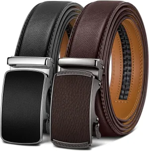 BULLIANT Men Belts 2 Pack,Ratchet Sliding Belt Adjustable For Gift Mens Dress Casual 1 3/8",Cut for Fit