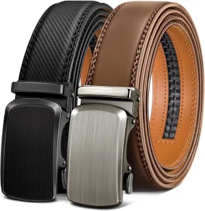 BULLIANT Men Belts 2 Pack,Ratchet Sliding Belt Adjustable For Gift Mens Dress Casual 1 3/8",Cut for Fit
