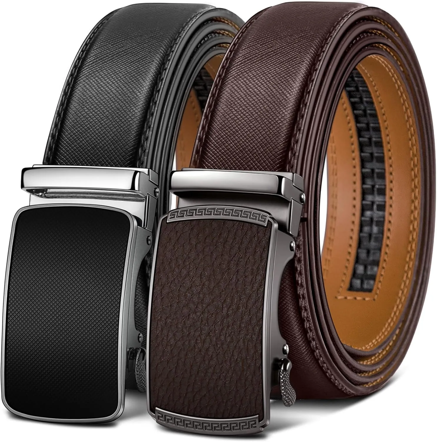 BULLIANT Men Belts 2 Pack,Ratchet Sliding Belt Adjustable For Gift Mens Dress Casual 1 3/8",Cut for Fit