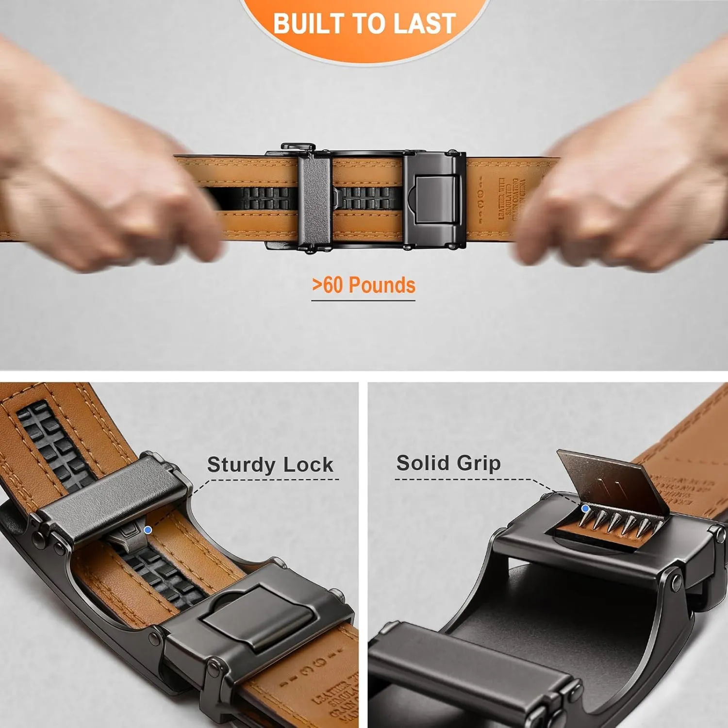 BULLIANT Men Belts 2 Pack,Ratchet Sliding Belt Adjustable For Gift Mens Dress Casual 1 3/8",Cut for Fit