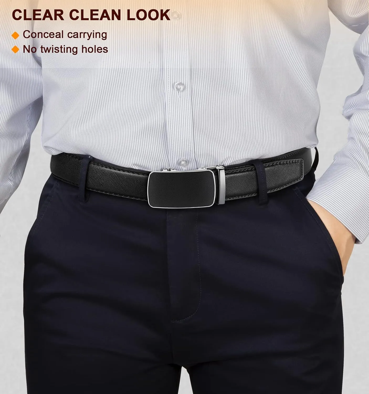 BULLIANT Men Belts 2 Pack,Ratchet Sliding Belt Adjustable For Gift Mens Dress Casual 1 3/8",Cut for Fit