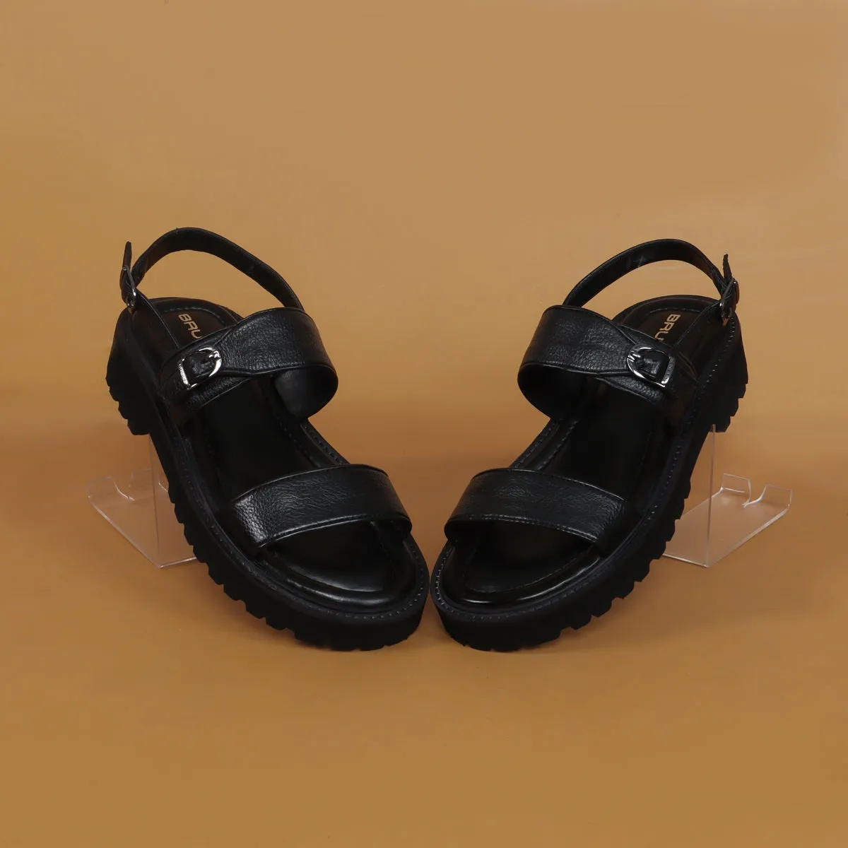 Chunky Men's Sandal with Buckle In Black Leather