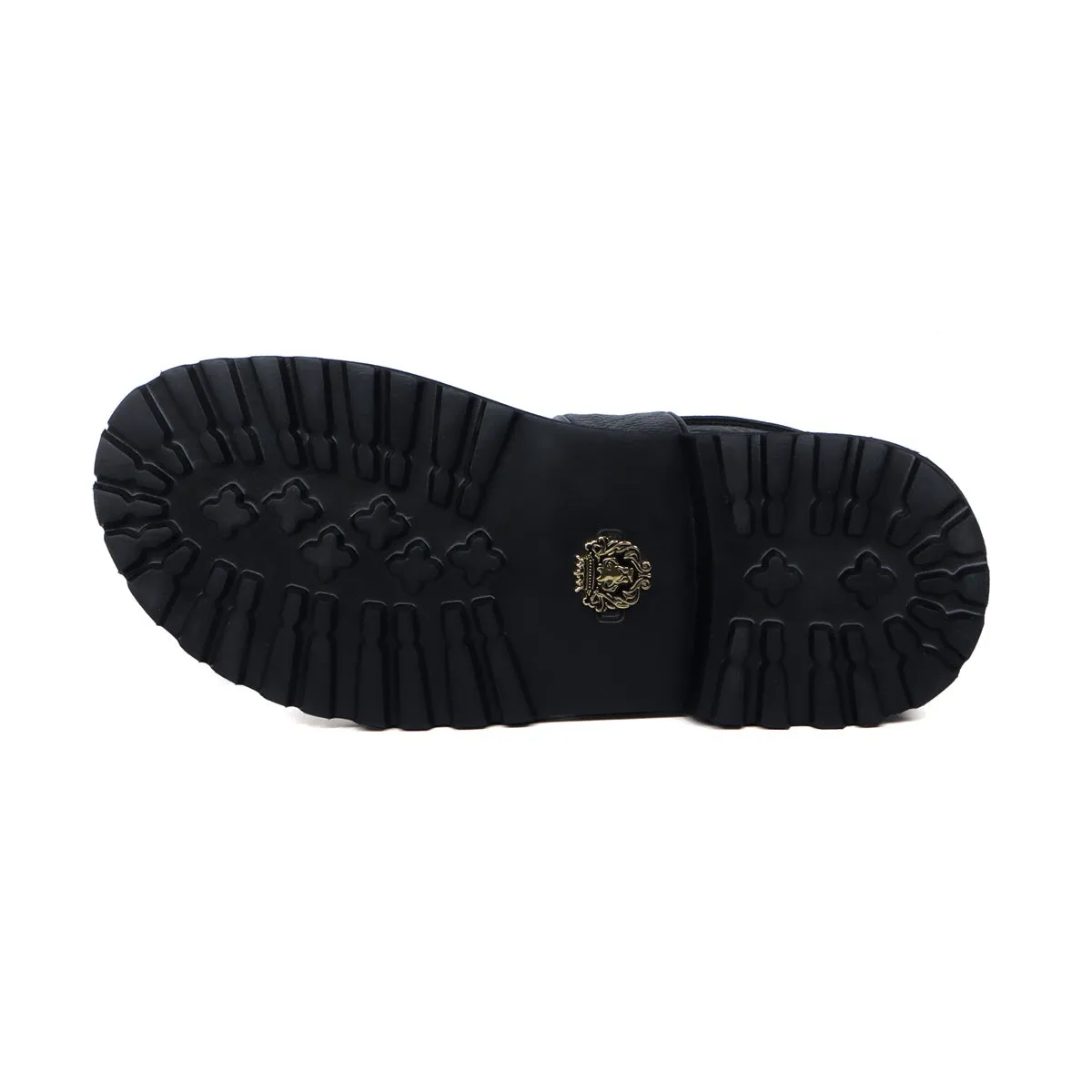 Chunky Men's Sandal with Buckle In Black Leather