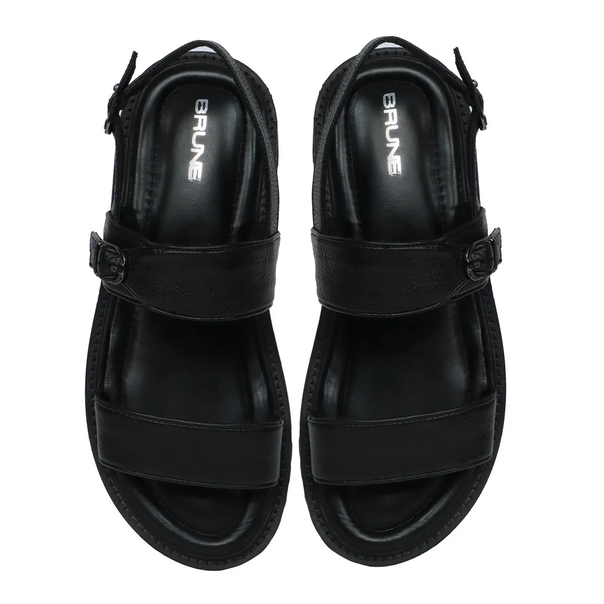 Chunky Men's Sandal with Buckle In Black Leather