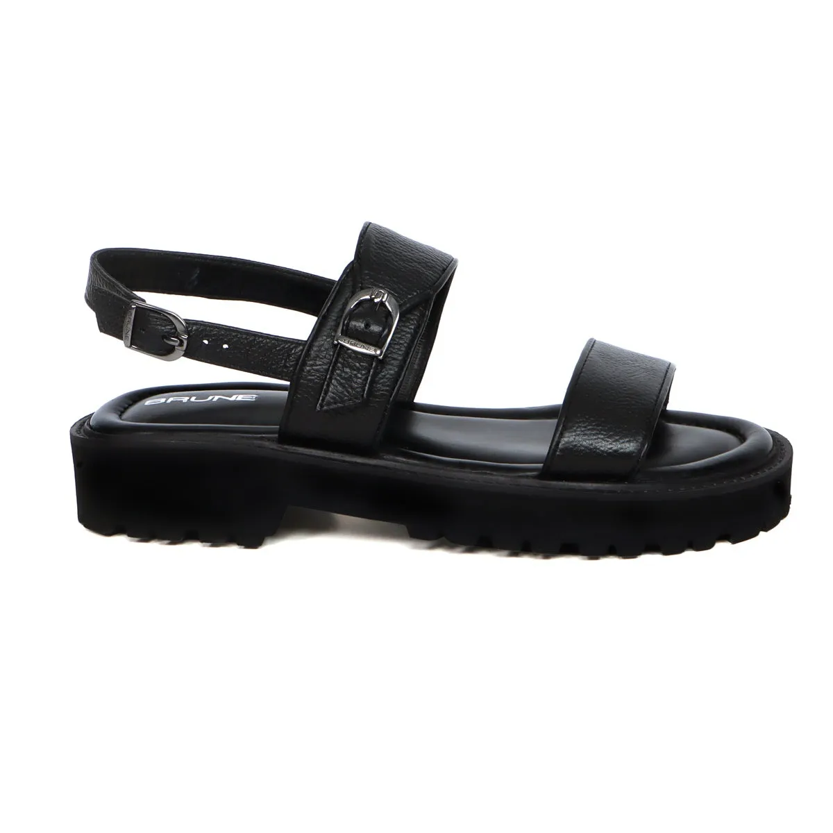 Chunky Men's Sandal with Buckle In Black Leather