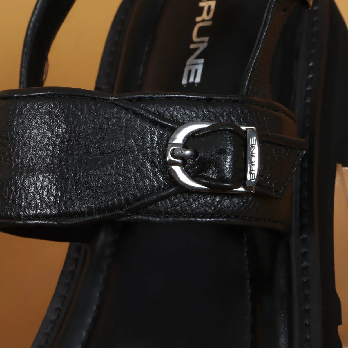 Chunky Men's Sandal with Buckle In Black Leather