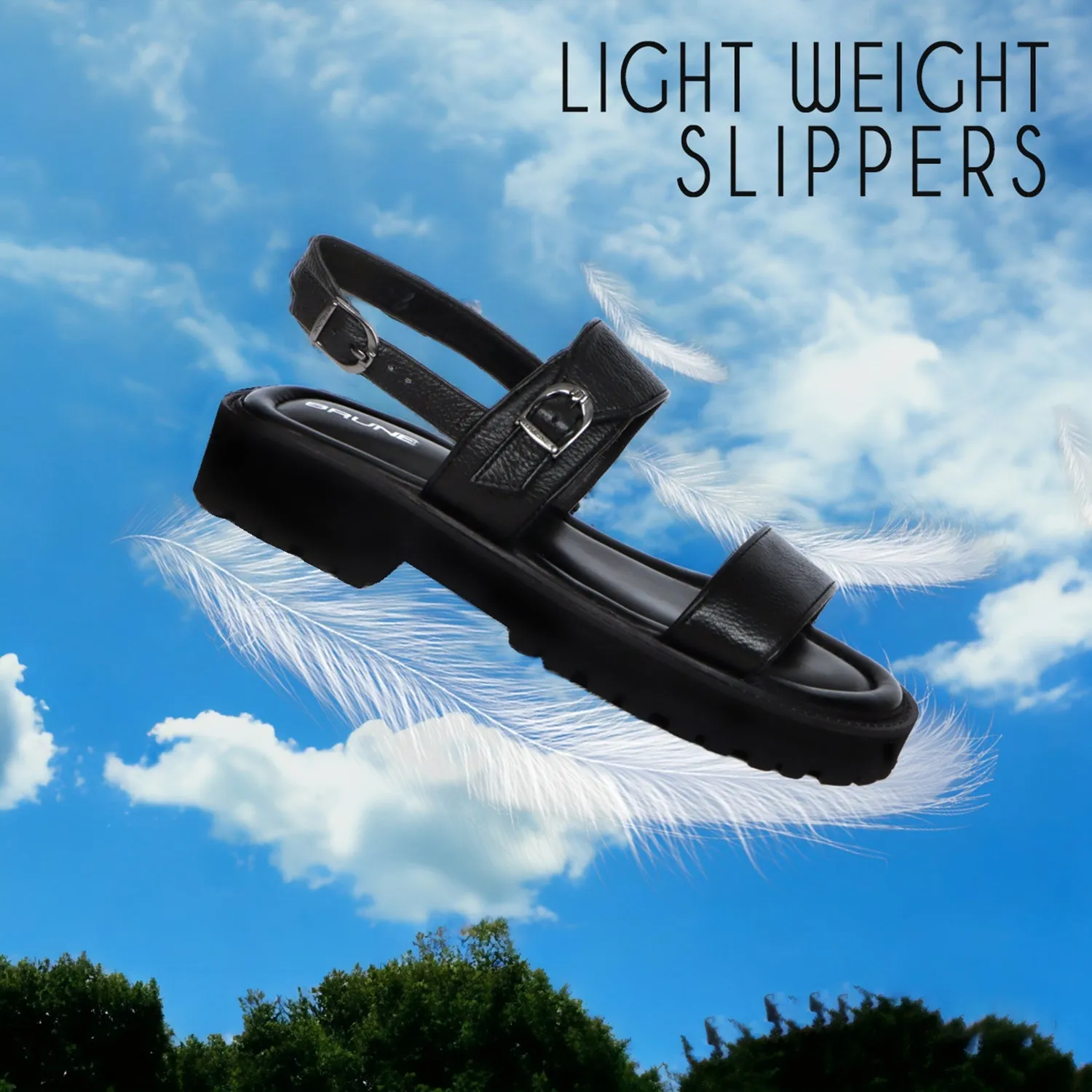 Chunky Men's Sandal with Buckle In Black Leather