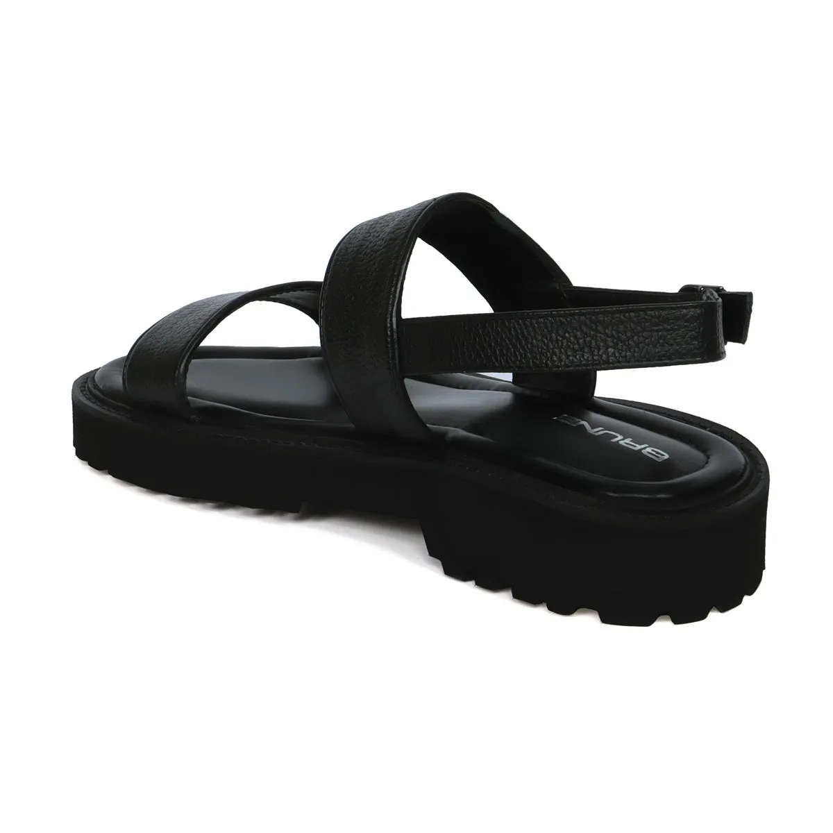 Chunky Men's Sandal with Buckle In Black Leather