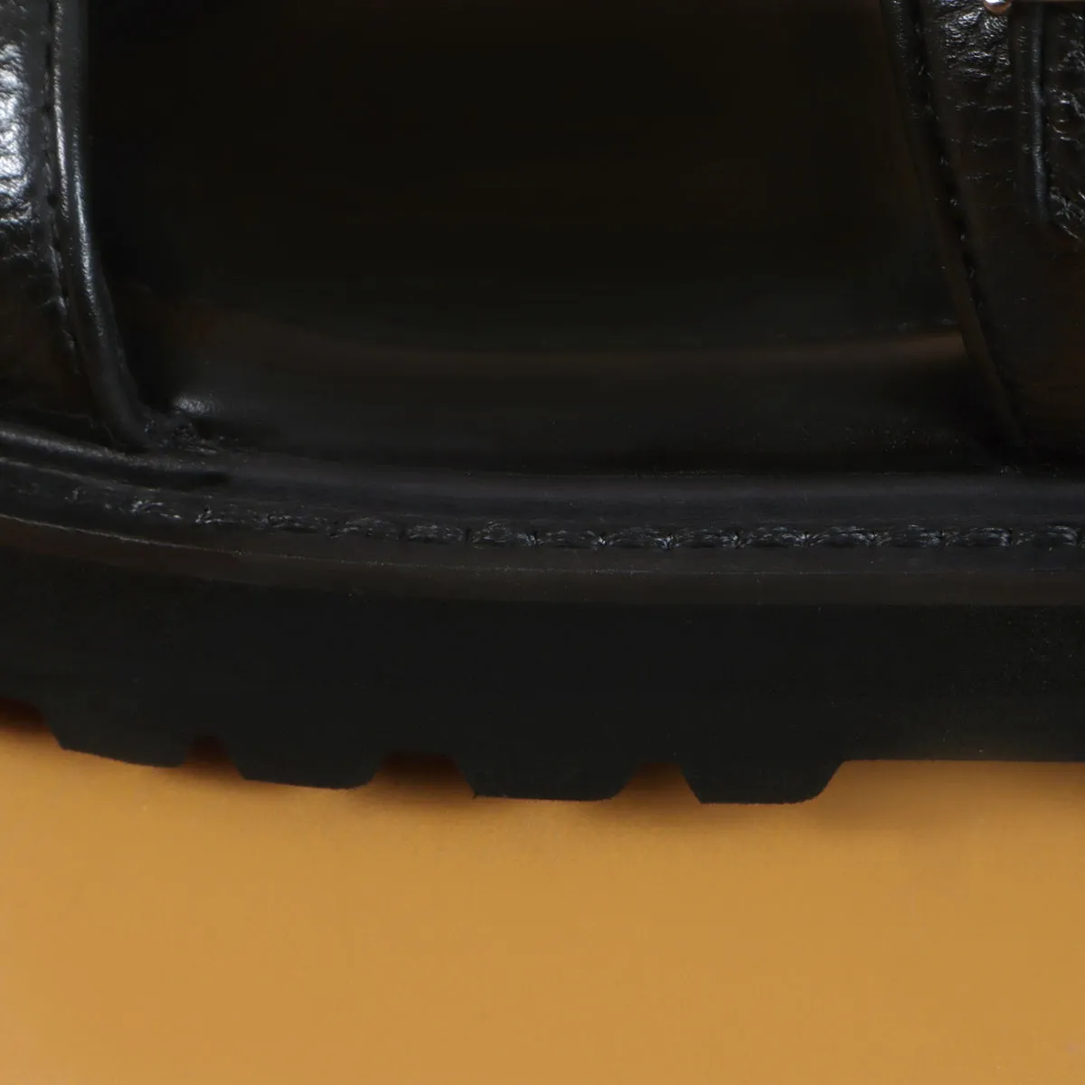 Chunky Men's Sandal with Buckle In Black Leather