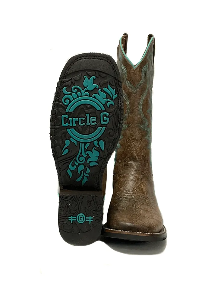 Circle G by Corral Women's 11" Peanut Embroidery Western Boots - Wide Square Toe