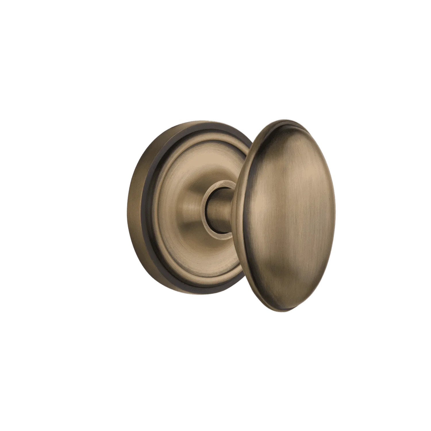 Classic Rosette with Homestead Knob in Antique Brass