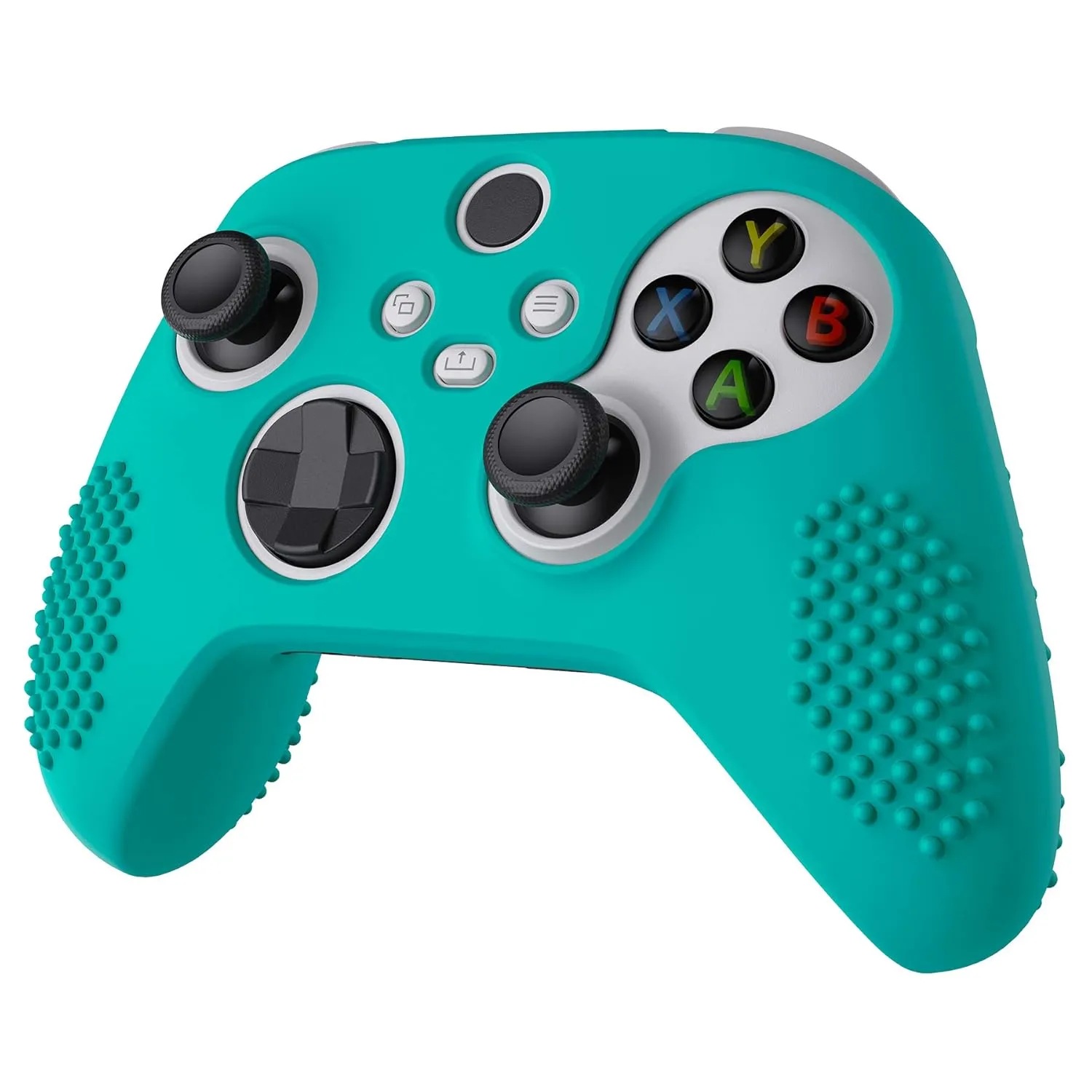 eXtremeRate PlayVital Aqua Green 3D Studded Edition Anti-slip Silicone Cover Skin for Xbox Series X/S Controller, Soft Rubber Case Protector for Xbox Core Wireless Controller with Thumb Grip Caps