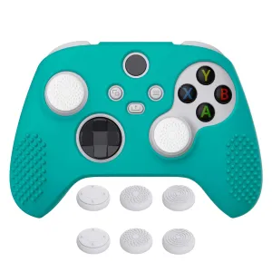eXtremeRate PlayVital Aqua Green 3D Studded Edition Anti-slip Silicone Cover Skin for Xbox Series X/S Controller, Soft Rubber Case Protector for Xbox Core Wireless Controller with Thumb Grip Caps