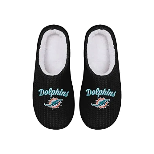 FOCO Women's NFL Sherpa Lined Memory Foam Slippers, Team Color, 7-8