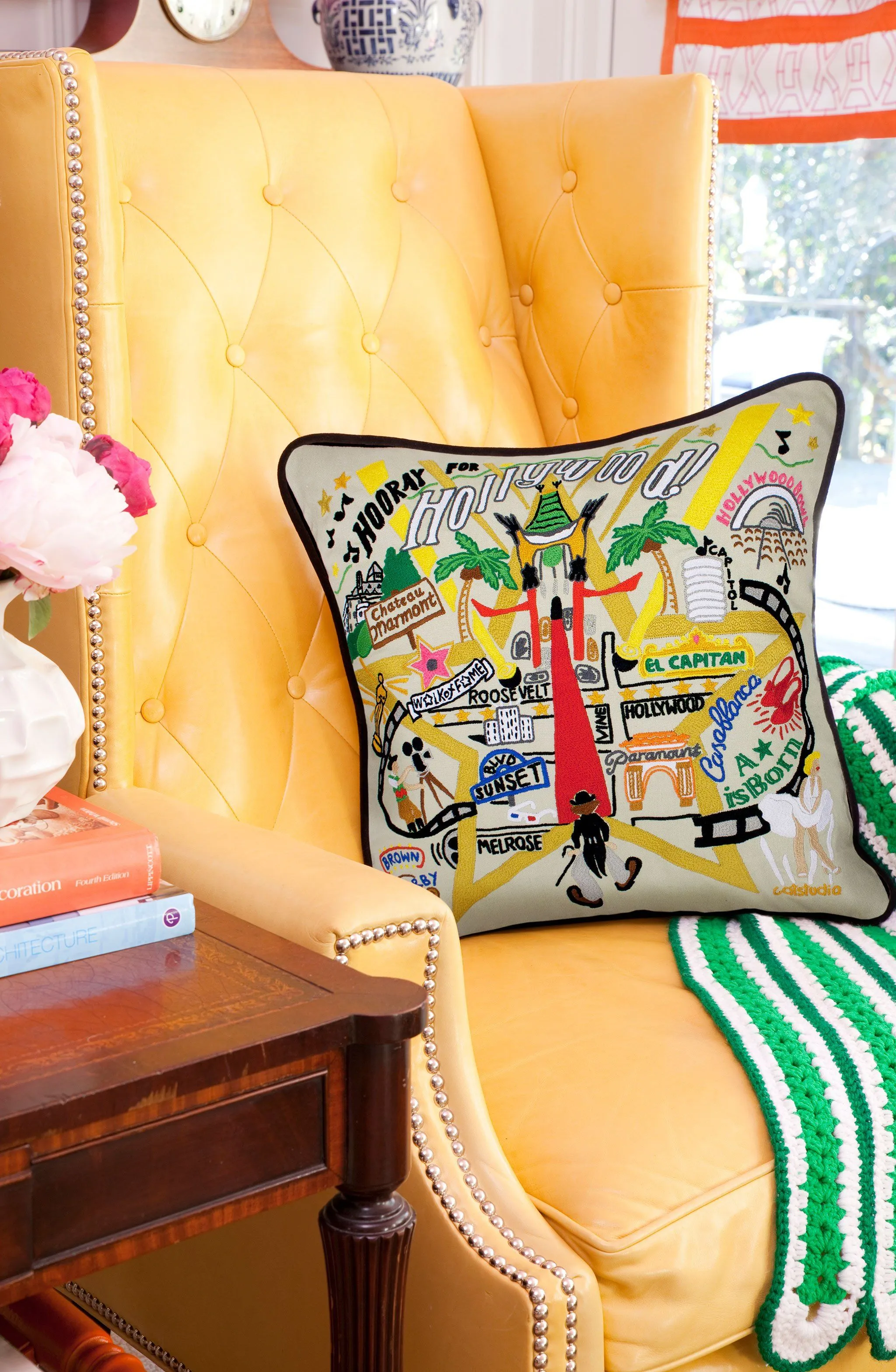 Hollywood Hand-Embroidered Pillow