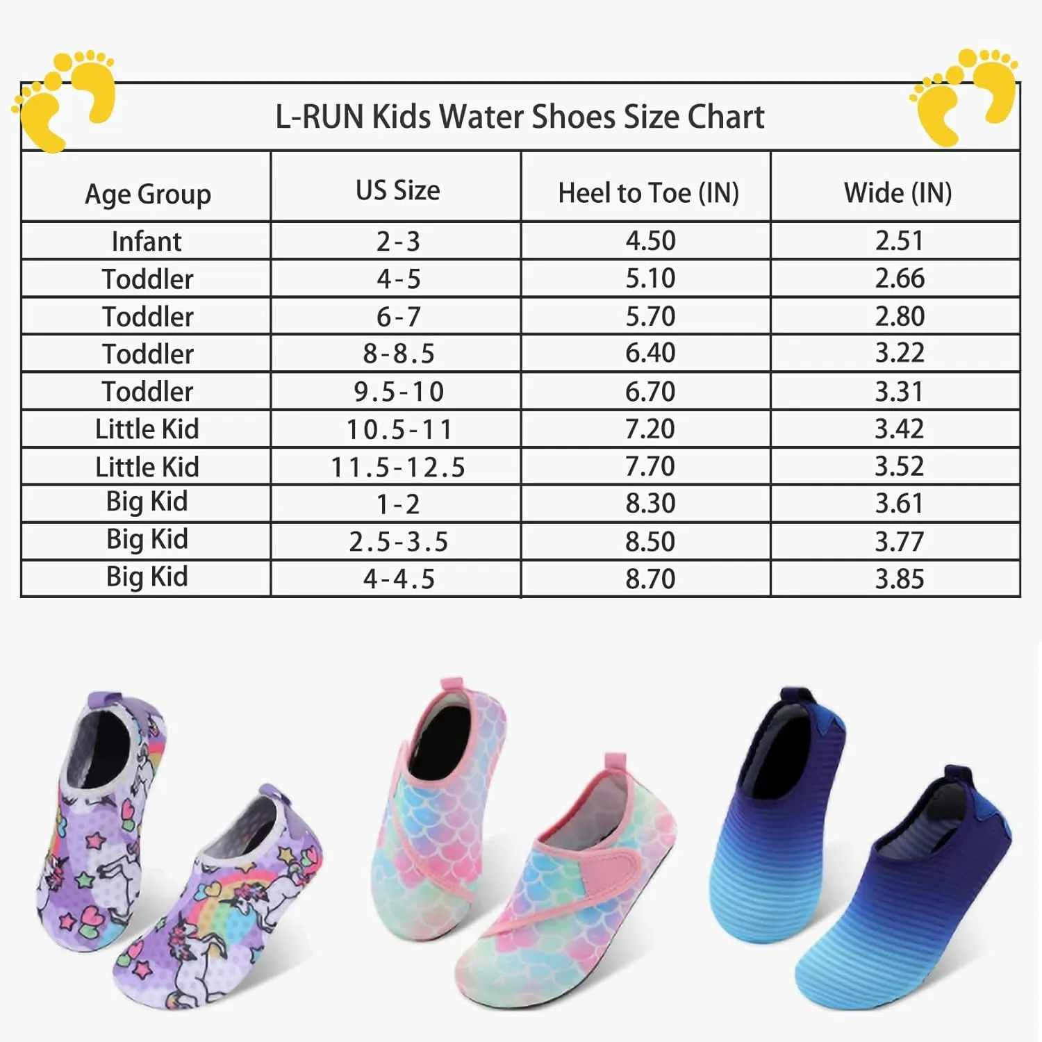 L-RUN Toddler Water Shoes Quick Drying Barefoot Boys Girls Aqua Socks Kids Swim Shoes for Beach Pool Surfing Yoga