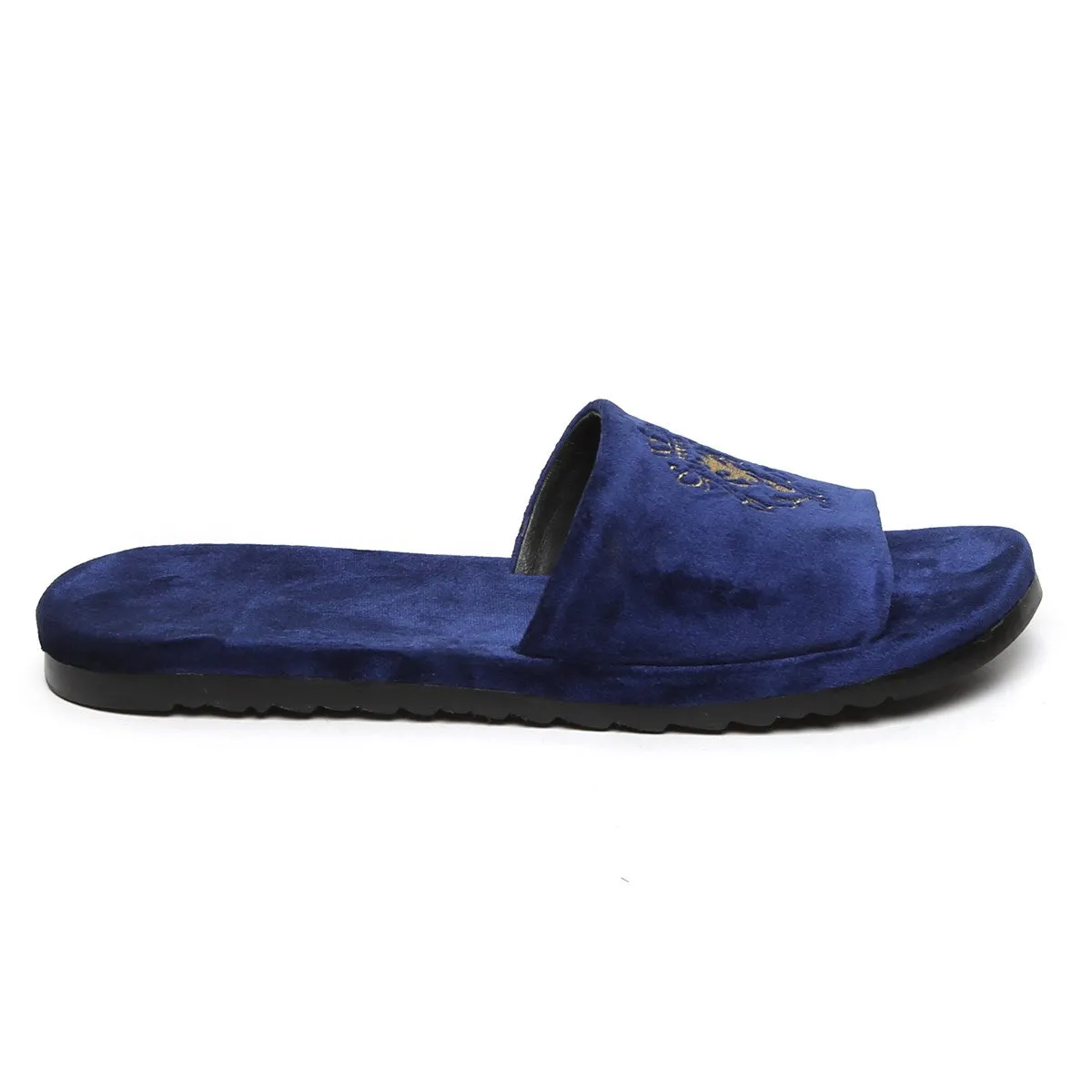 Lioness Blue Two Tone Full Italian Velvet Women Slippers By Brune & Bareskin