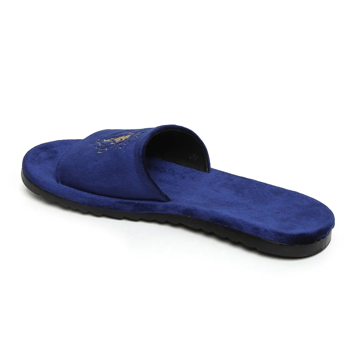 Lioness Blue Two Tone Full Italian Velvet Women Slippers By Brune & Bareskin