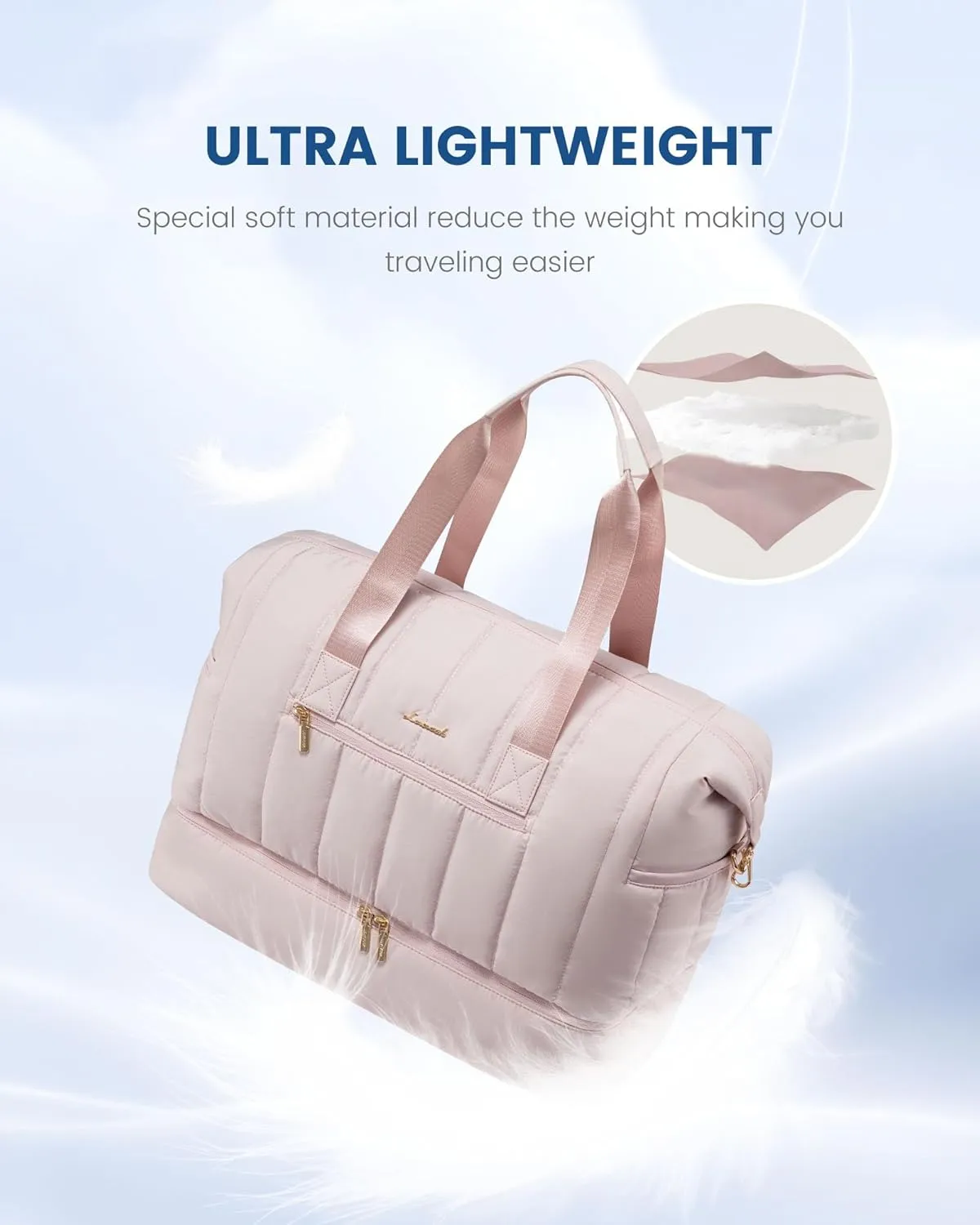 LOVEVOOK Travel Duffle Bag,Puffer Weekender Bags For Women with Shoe Compartment,42L Carry On Duffel Bags For Airplanes,Hospital Bag for Labor and Delivery,Overnight Bag With Toiletry Bag,2Pcs Set