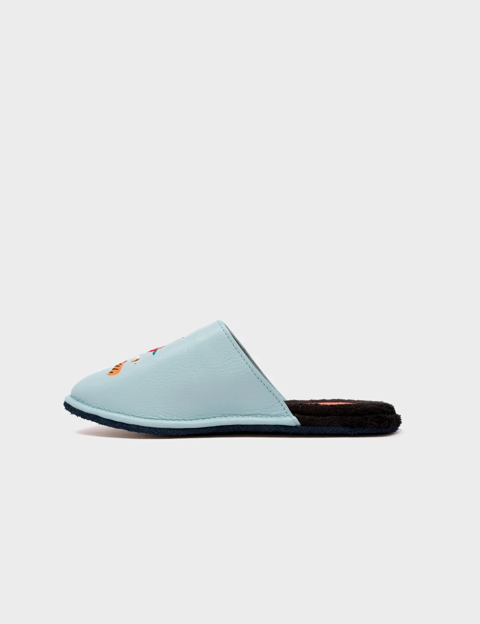 Marcelo Stratosphere Blue Leather Slippers - Tiger & Snake Embroidery