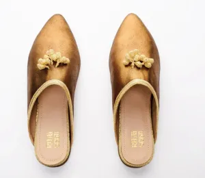 Maria III Gold Tanned Lame Mule