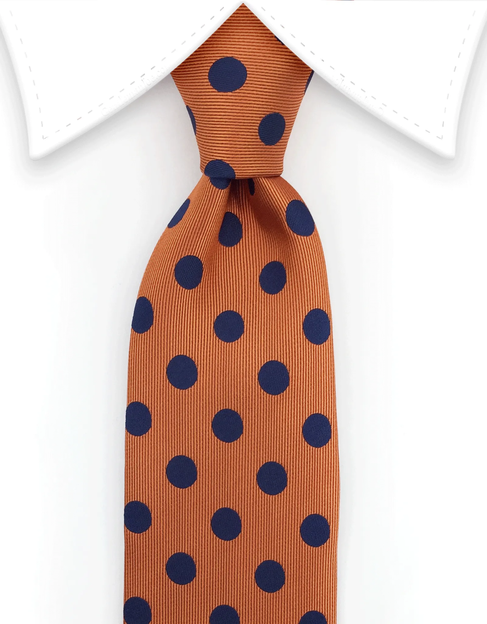 Orange & Navy Blue Polka Dot Skinny Tie