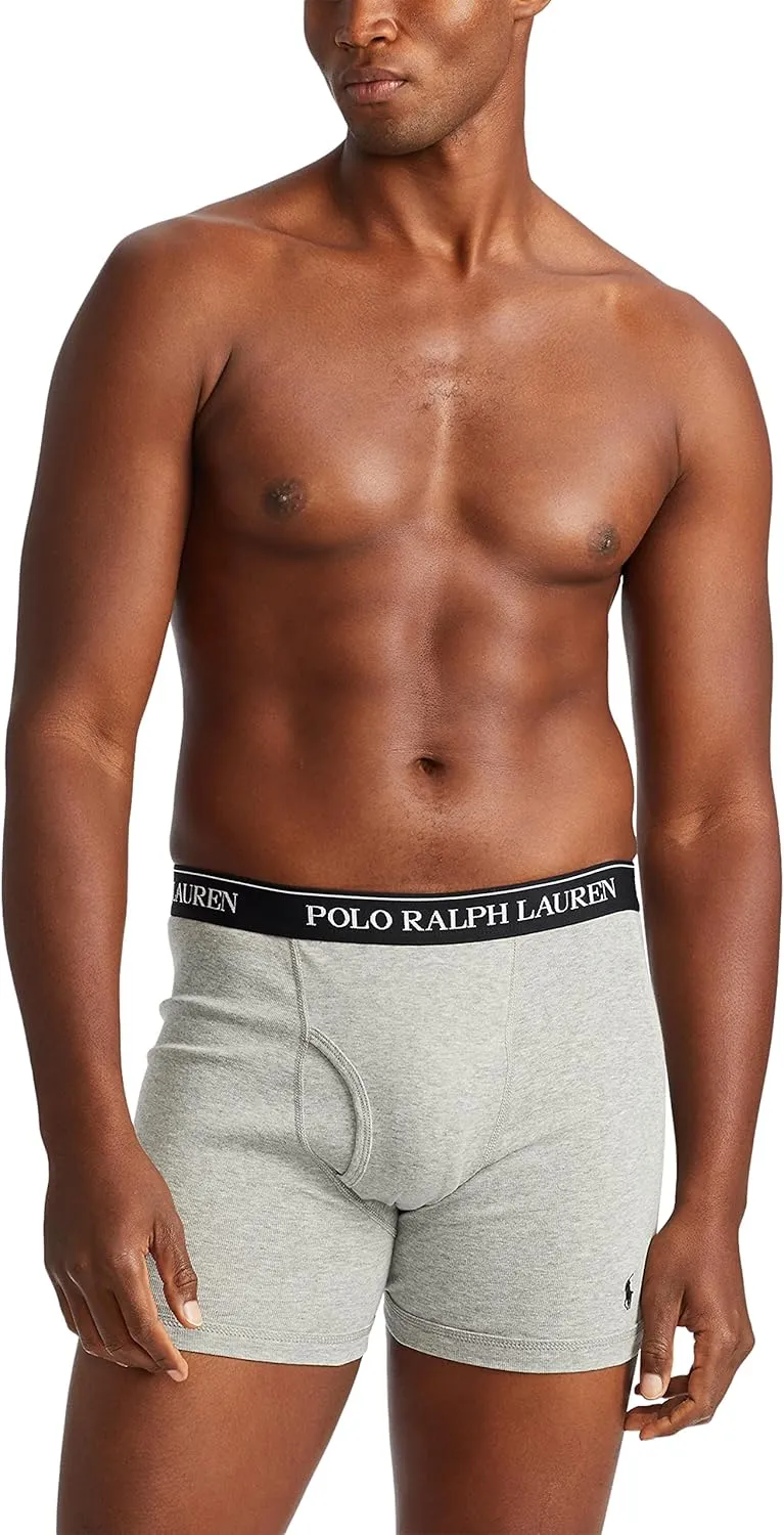POLO RALPH LAUREN Men's Classic Fit Cotton Boxer Briefs, Trunks & Long Leg Boxer Briefs, 3 Pack
