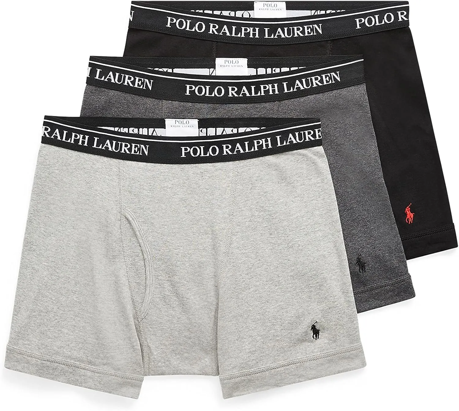 POLO RALPH LAUREN Men's Classic Fit Cotton Boxer Briefs, Trunks & Long Leg Boxer Briefs, 3 Pack