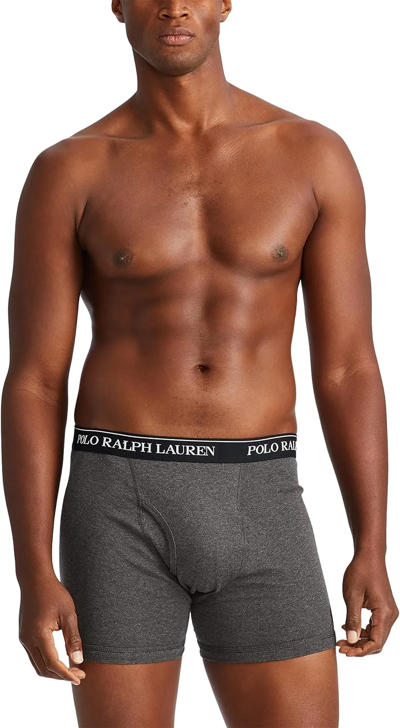 POLO RALPH LAUREN Men's Classic Fit Cotton Boxer Briefs, Trunks & Long Leg Boxer Briefs, 3 Pack