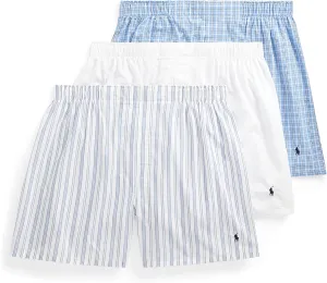 POLO RALPH LAUREN Men's Classic Fit Cotton Woven Boxers 3-Pack
