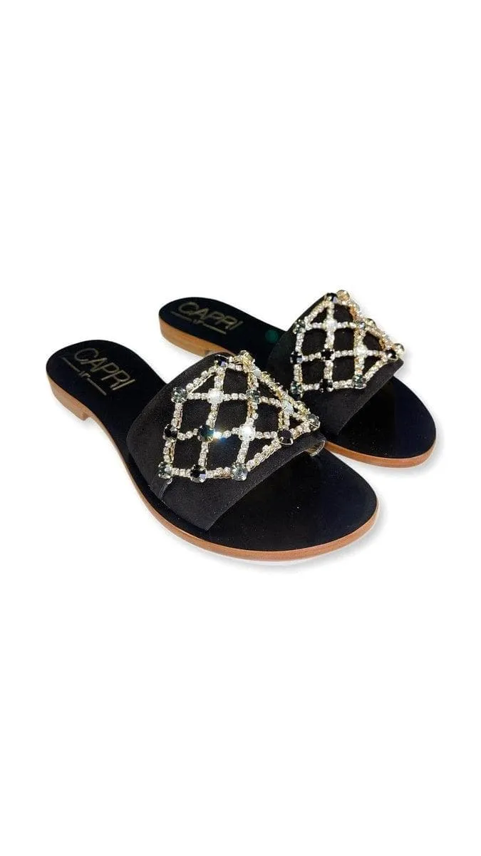 Slippers con applicazione gioiello