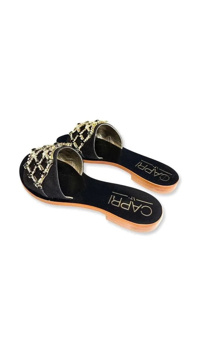 Slippers con applicazione gioiello