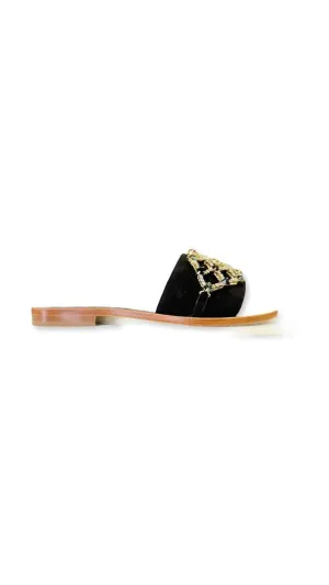 Slippers con applicazione gioiello