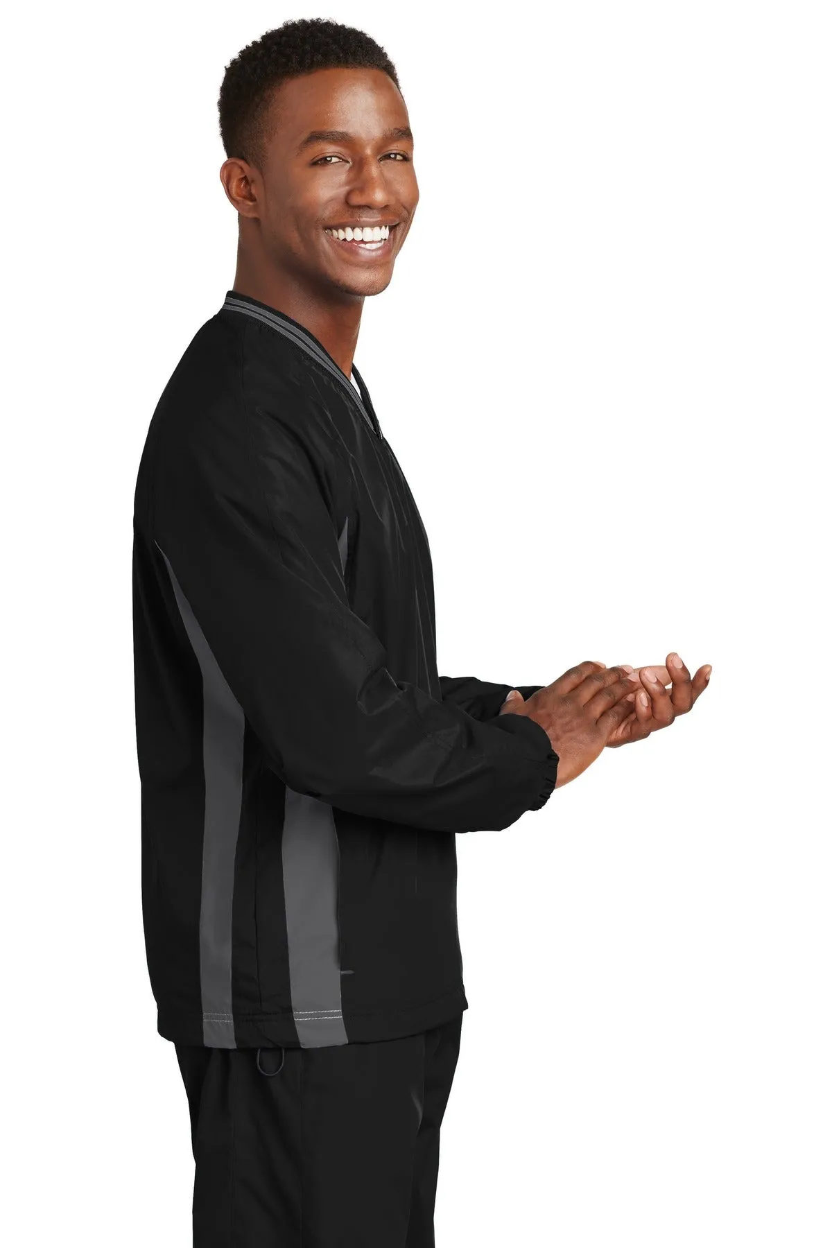 Sport-Tek® Tipped V-Neck Raglan Wind Shirt. JST62