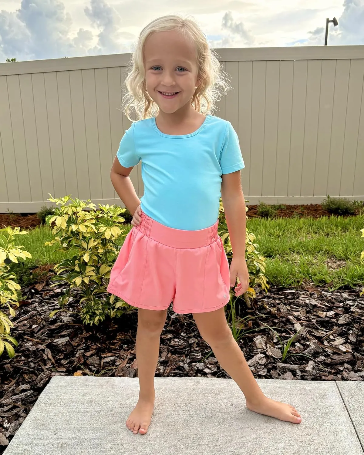 Stelle Girl's Athletic Shorts with Liner Zipper Pockets Elastic Waist Running Shorts Sports Active Shorts for Teen Kids