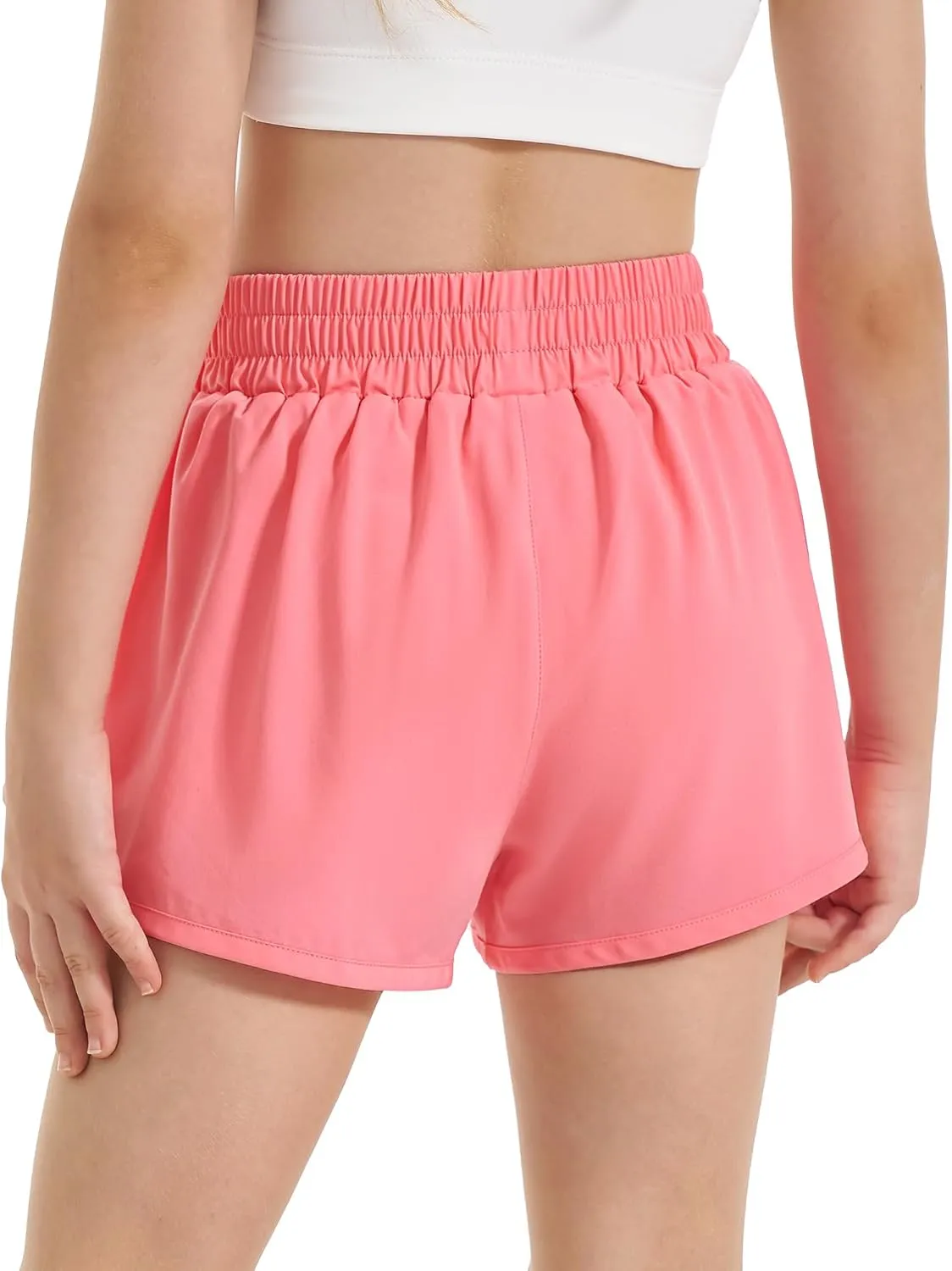 Stelle Girl's Athletic Shorts with Liner Zipper Pockets Elastic Waist Running Shorts Sports Active Shorts for Teen Kids