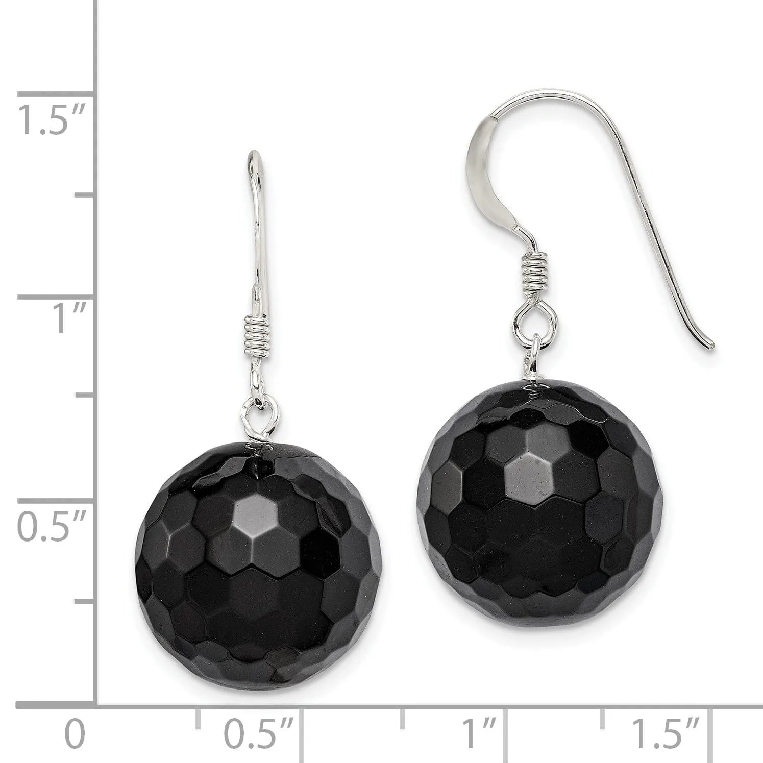 Sterling Silver Onyx Bead Dangle Earrings