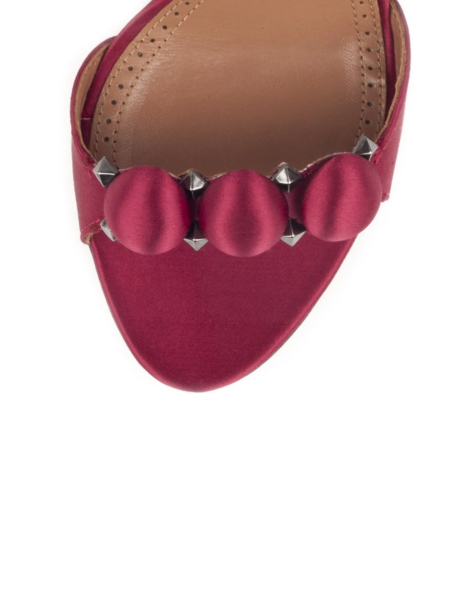 Studded Satin Bombe Sandals - Red