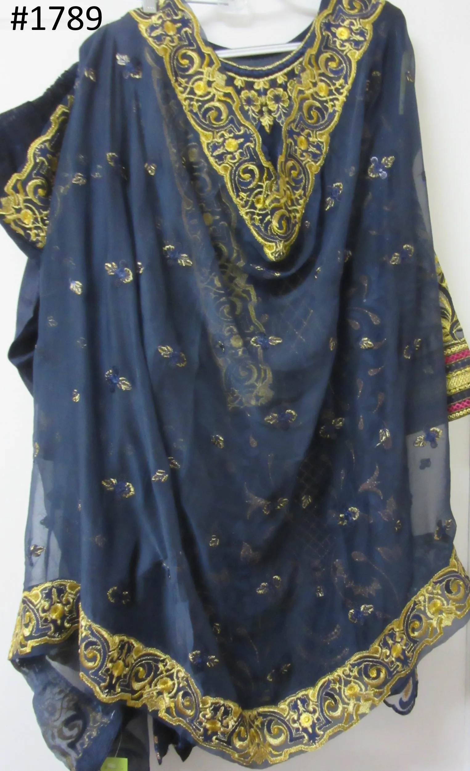 Suit 6381789 Blue Chiffon Georgette Embroidered Salwar Kameez Dupatta Small Size Suit