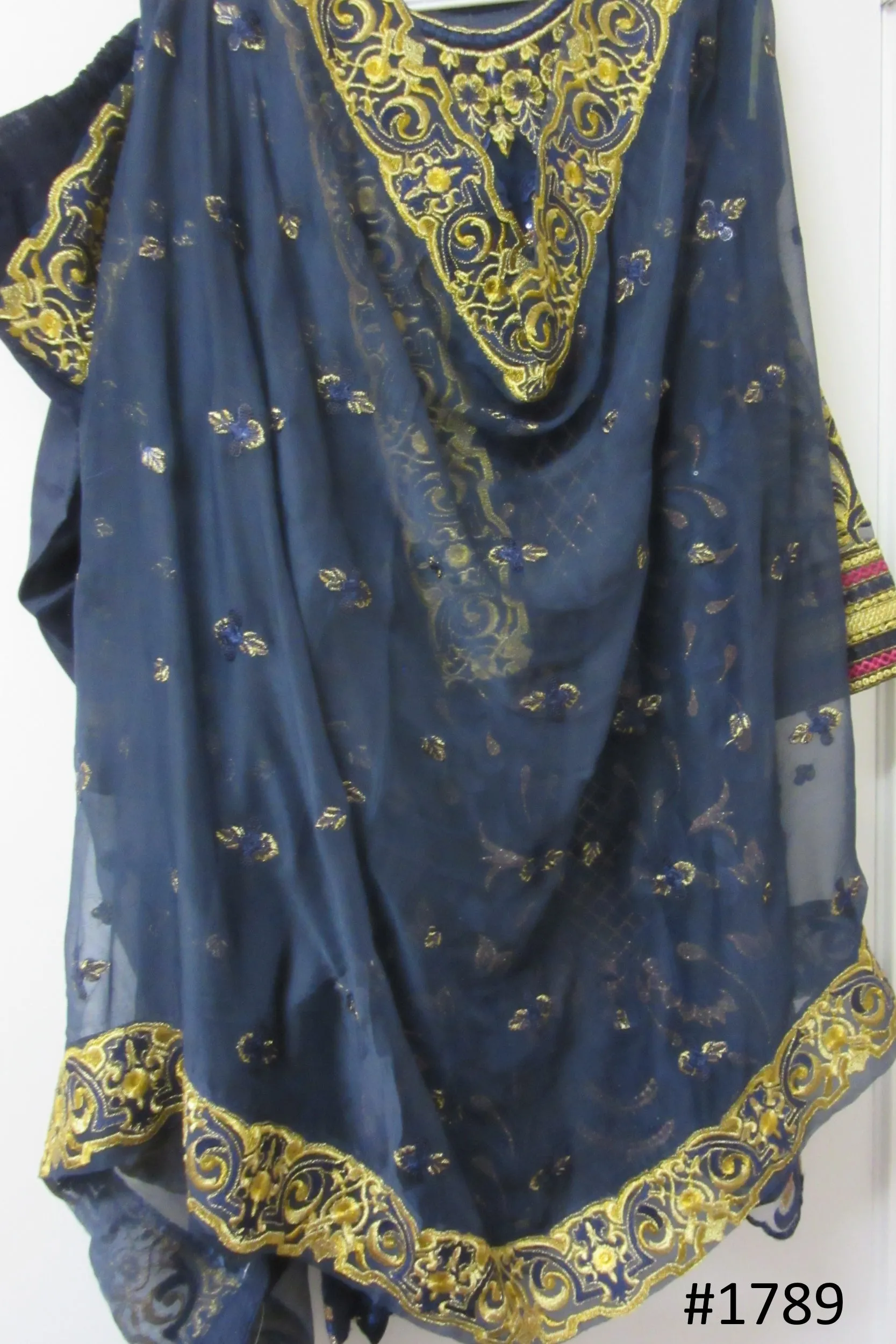 Suit 6381789 Blue Chiffon Georgette Embroidered Salwar Kameez Dupatta Small Size Suit