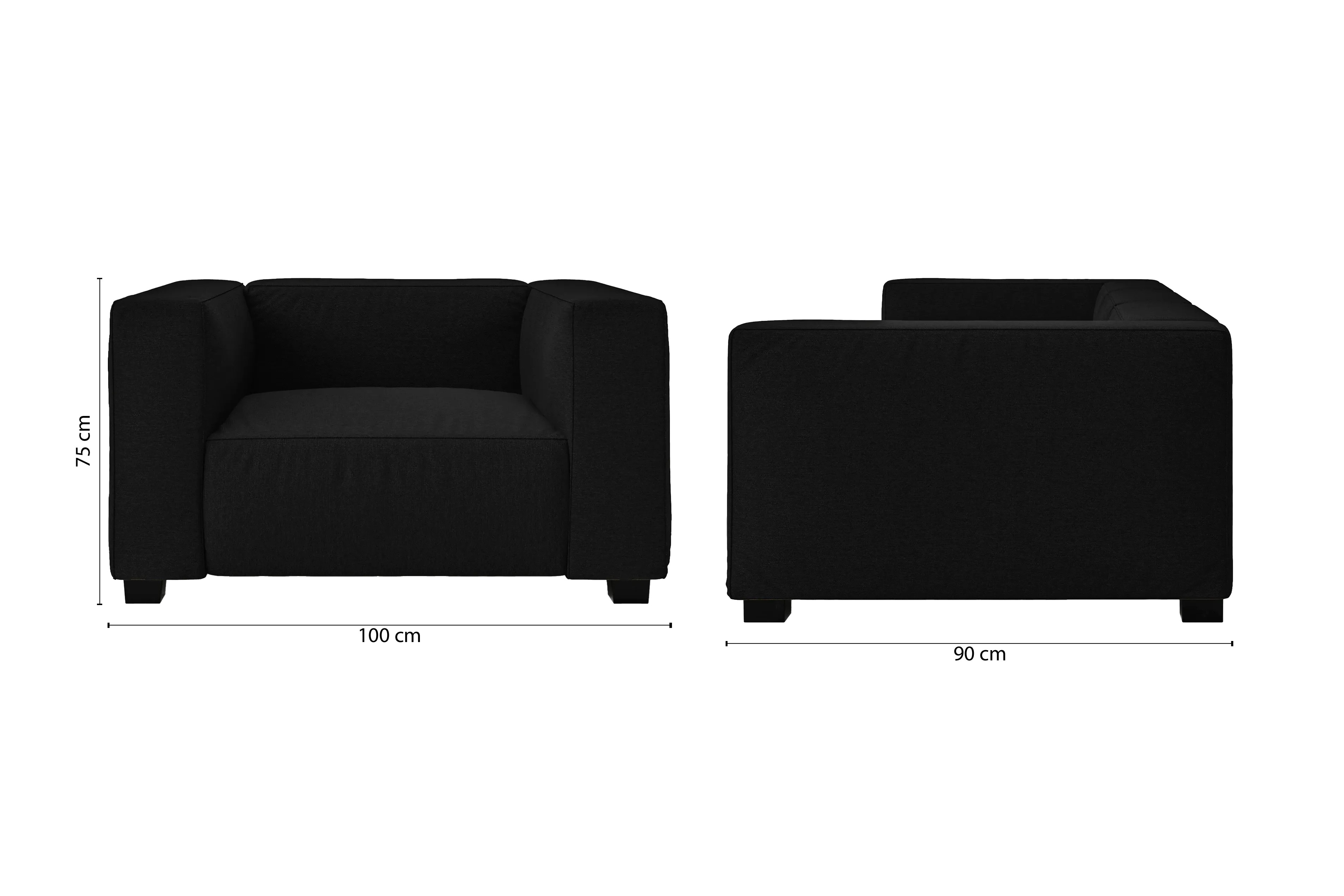 Taranto Armchair Black Linen Fabric