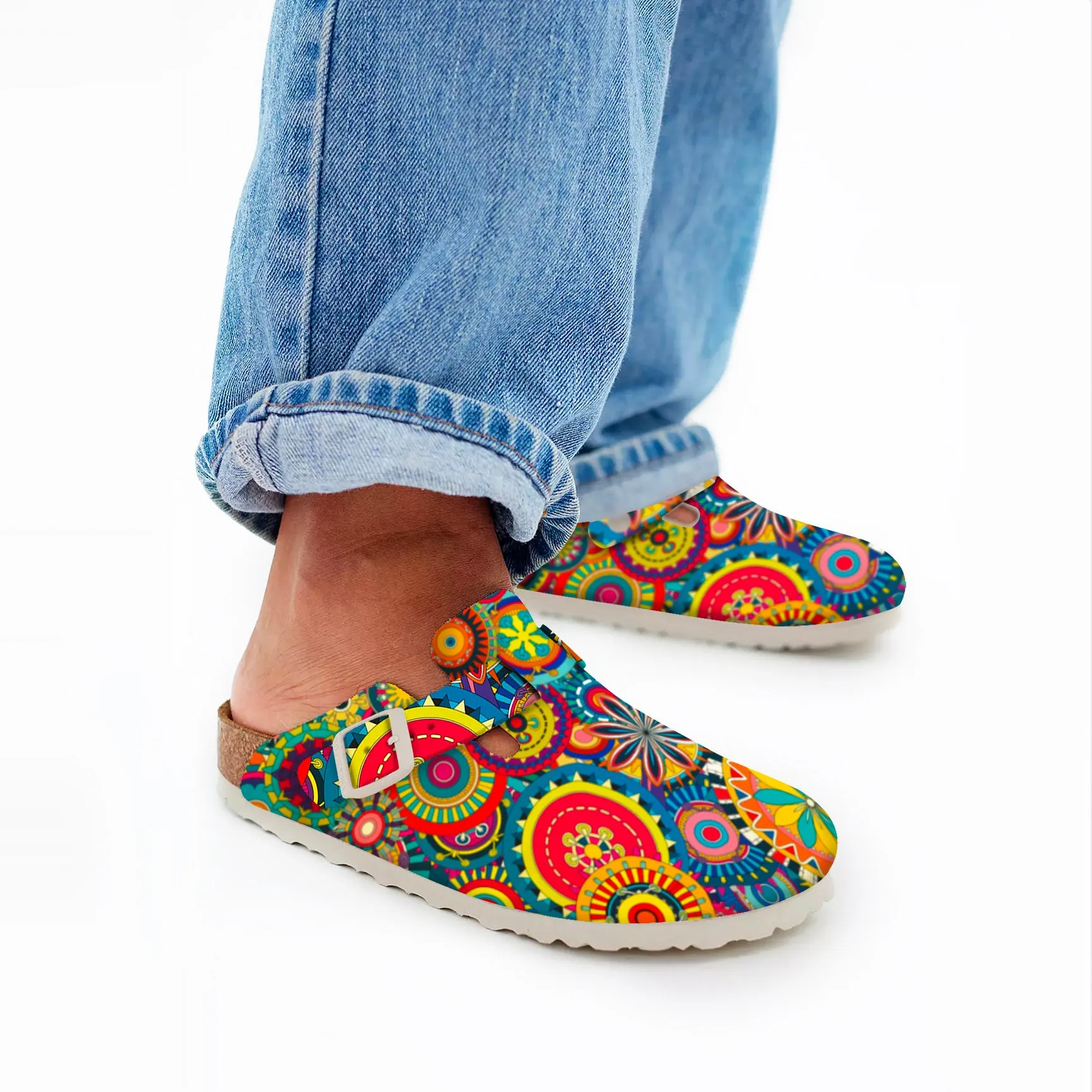 Yiume Footwear's Women’s Printed Clogs Adjustable Buckle Slip on Footbed Slippers